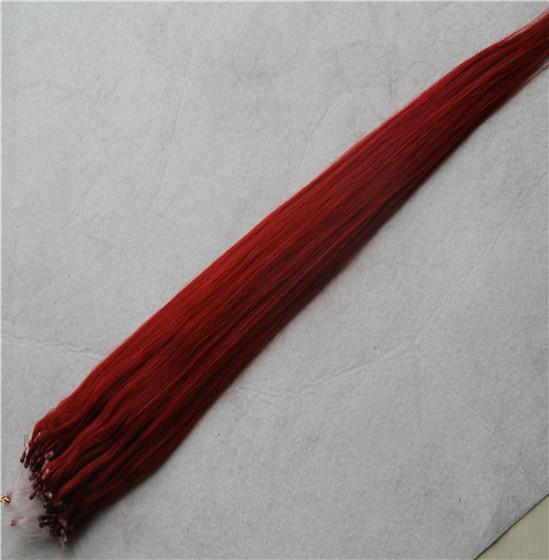 Red Color 100 Gram Per Pack Loop Micro Ring Hair Extensions 10-30 Inchs Virgin Hair Straight 100% Human Hair Weave