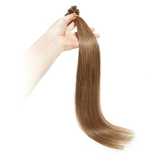 16''-26'' 0.8g/strand 200s/lot #6 Light Brown U Tip Human Hair Extensions Keratin Pre Bonded U/Nail Tip 100% Remy Real Human Hair