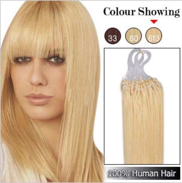 Peruvian #613 Micro Loop Virgin Human Hair Extensions ,Remy Human hair 1G/S 100 Strands 100% Pure Human Hair