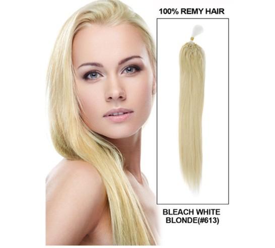 2015 Best Selling virgin Brazilian micro loop hair extensions 1.0 gram per strand 150 strands per Pack #613 bleach blonde dhl free shpping