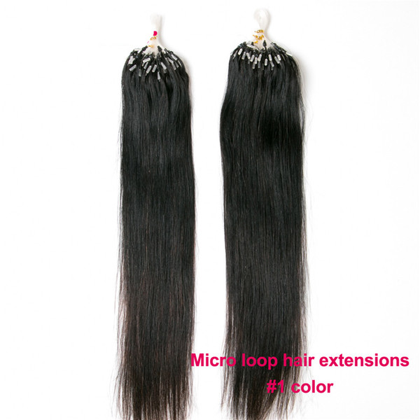 Loop Micro Ring Beads Tipped Remy Human Hair Extensions 100s 1g/s Jet Black for Women's Beauty Hairsalon in Fashion