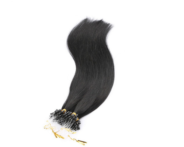 7a grade #1 micro loop 0.5g/strand 100pcs human hair extensions black color micro loop straight hair extensions brazilian human hair