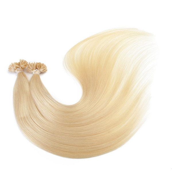 Double Drawn 10A--U tip in hair extension/100% Human Brazilian hair/1g per strand and 200s per Lot/100g,Light Blonde Color 60#, free DHL