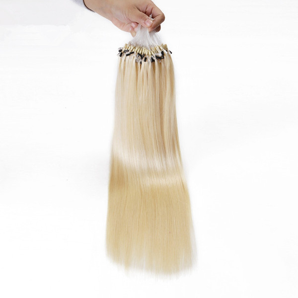 Grade 8A--100% Human Russion Hair Blonde Color 60# Micro Link Hair Extension with Length 12''--26'', Loop Ring hair 1g/Strand & 100s/Lot