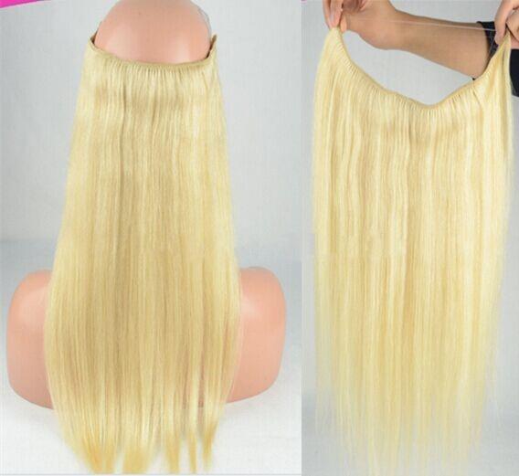 New Hair Products Straight High Quality Flip in Halo Hair Extensions,Fish Line Hair weaving 613# light blonde