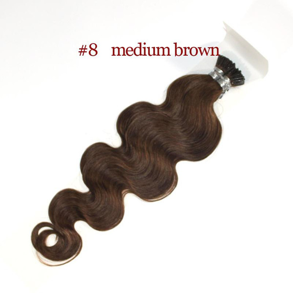 18''-24'' 1g strand nice color body wave i tip hair extensions 100s Color 1# 4# 8# 27# 100% remy human fusion hair