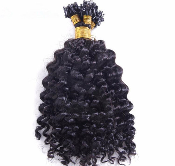 Top Grade Brazilian Human 14-26'' Micro Loop Hair 1g/s 300s 300g Lot deep curl Extensions 1b# natural black color Loop Hair, Free DHL