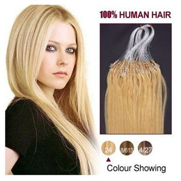 2015 Best Selling virgin Brazilian micro loop hair extensions 1.0 gram per strand 150 strands per Pack #24 medium blonde dhl free shpping