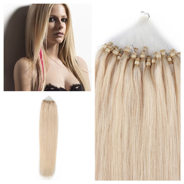 2015 Best Selling virgin Brazilian micro loop hair extensions 1.0 gram per strand 150 strands per Pack #60 platinum blonde dhl free shpping