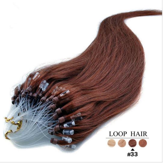 5a Malaysain Human 14-24'' Micro Loop Hair Eextensions 1g/s 100g Straight Extensions 33# dark auburn micro rings Loop Hair Extensions