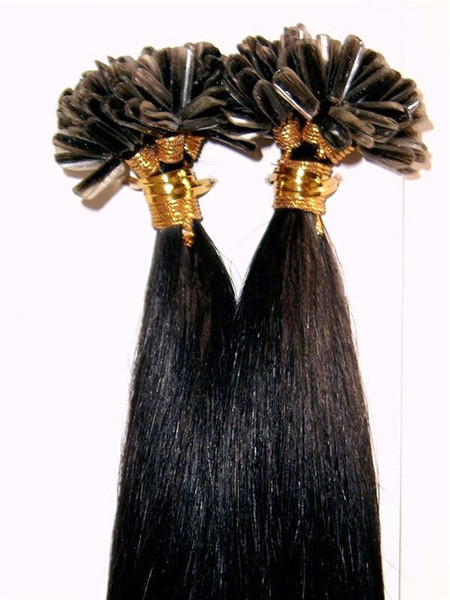 Grade 8A--U tip in hair extension/100% Human Brazilian hair/1g per strand and 100s/Lot, straight wave 100G color T1B/Gray