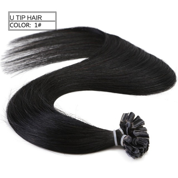 Grade 7A--U tip in hair extension with 100% Human Brazilian Hair,Length 12''--26''/ Weight 1g per strand &100g per pack, Free DHL