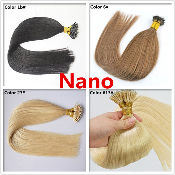 Grade 10A--Double Drawn Thickness 100% Human Remy Hair Nano Ring hair extension, 0.5g per strand&200s per Lot, free DHL