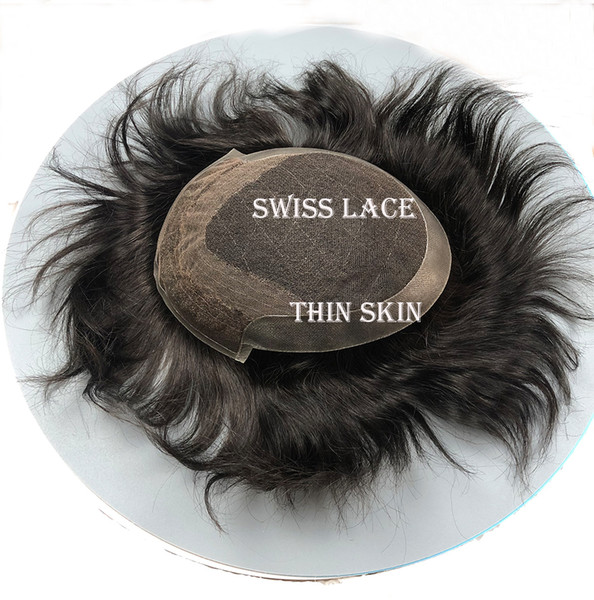 Free Style Mens Toupee Hair Replacement Systems 100% Natural Straight Remy Human Hair Men Hair Toupee Pieces