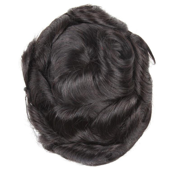 Men Toupee Brazilian Remy Human Hair Wigs For Males Natural Lace & Pu Hairpiece(8*6 9*7 10*8)