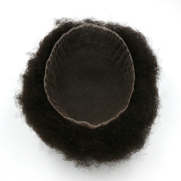 Full Super Fine Welded Mono Lace Natural Black Afro Hair Mens Toupee For Black Men Indian Remy Hair