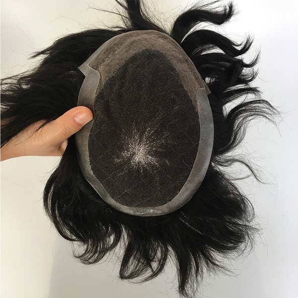 Q6 Base Hair Full Lace Frontal Fermeture Extension De Cheveux Court Hair System Replacement Toupee For Men