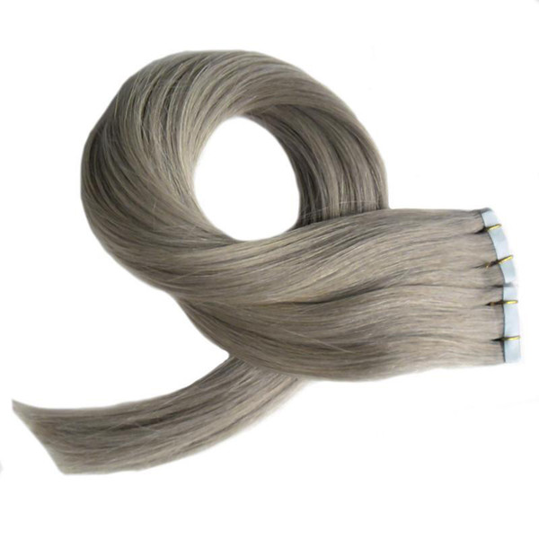 Pu Tape Remy Hair Extensions Brazilian gray grey color tape in Hair Extensions Gray Color 2.5g pc 200Gr Lot, 