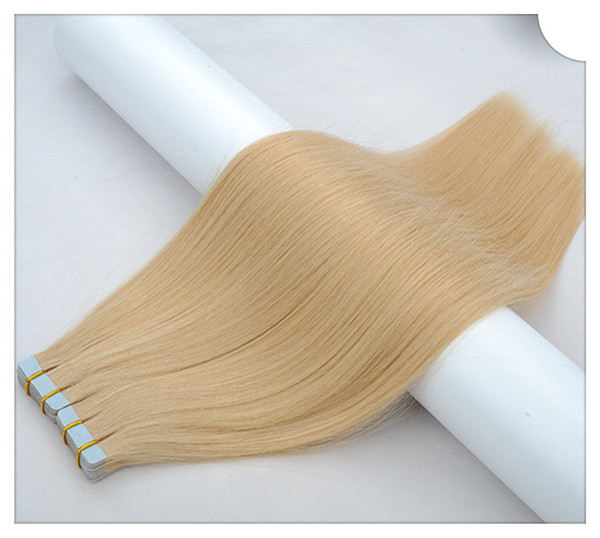 Silk Straight peruvian invisible tape remy hair extensions Double Drawn PU Hair Extension100g 40pcs 14'' 16