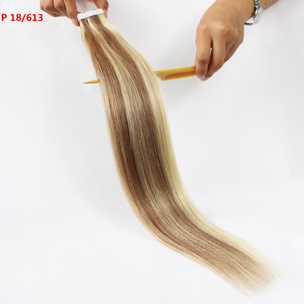 Top quality 200gr 80pcs Glue Skin Weft PU Tape in Human Hair extensions 14 16 18 20 22 24inch Brazilian Indian hair extension, 