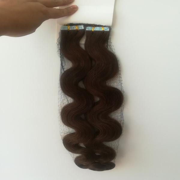 ELIBESS Hair -Tape In Human Hair Extension Body Wave 20inch #6 Color 2.5g/Piece 40 Pieces Skin Weft Human Hair Extension