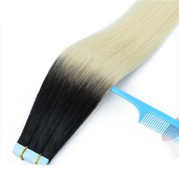 14''-26'' 2.5g/piece 40 pcs ombre color 1B/613 Straight European Hair Remy Tape Hair Extension