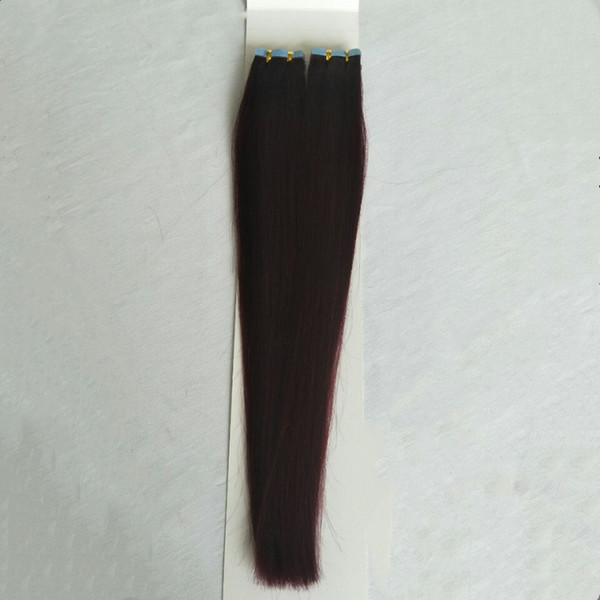 Top Grade Straight wave Colorful Tape in hair extensions 2.5gr st & 40pcs Lot Human hair Large Promotion, 