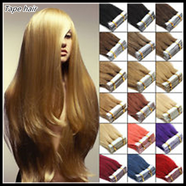 Top quality Grade 8A- 20g/Pieces &80g 40pcs Glue Skin Weft PU Tape in Human Hair extensions 16 18 20 22 24inch Brazilian Indian hair