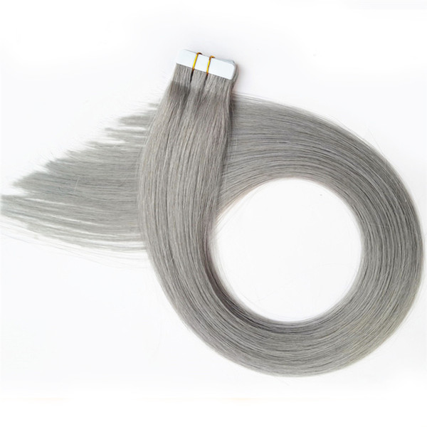 milier 2018 Wholesale Blonde Black Gray Color Cuticle Aligned Brazilian Tape In Remy Human Hair Extensions