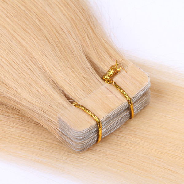 Full Cutcile Aligned Virgin Remy Hair Double Drawn Blonde 613 color 6-30 inch tape in hair extensions human