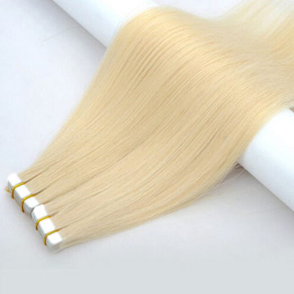 Wholesale Skin Weft blonde hair extension, remy tape hair extension,unprocessed brazilian 100 human hair extension 20pcs 50g