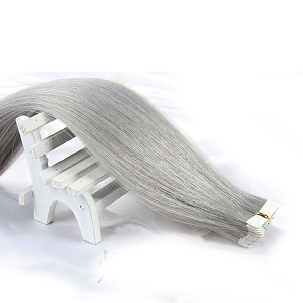 Best Selling Remy Tape Hair 100% european hair Tape In Human Hair Extensions Gray Color 50g/20pieces