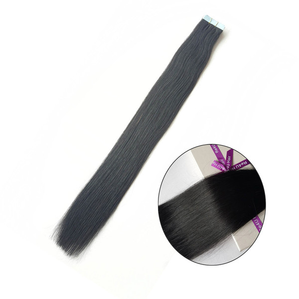 Malaysian Human Black Tape in Hair Extensions Blue Glue Silky Straight 16-24 Inch In Stock Jet Black Color Tape Extensions Human Hair