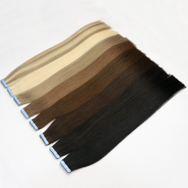 Best 10A Tape In Hair Extensions 100% Original Virgin Remy Human Hair 200g/80 Pcs Brazilian Peruvian Indian Malaysian Skin Wefts PU Hair