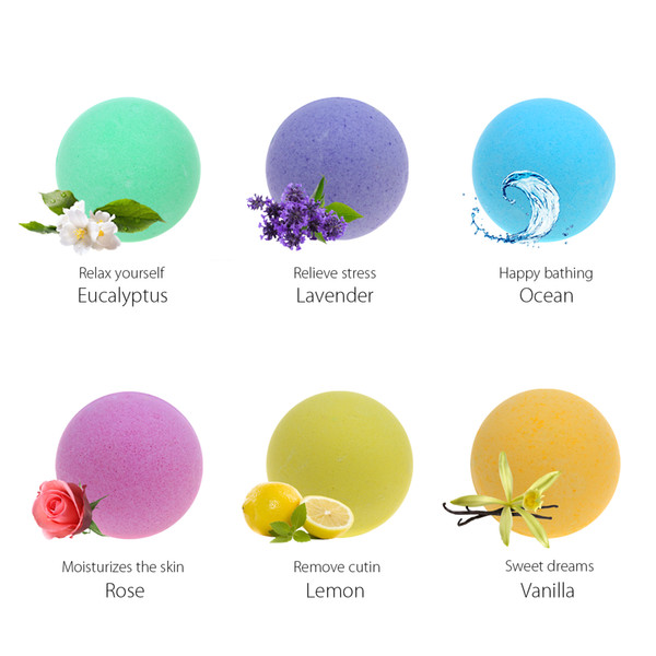 Bath Bombs Ball Organic Bath Bombs Bubble Salts Ball Essential Oil Stress Relief Exfoliating Vanilla Lavender Rose Flavor 40g Random Colors