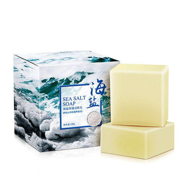 100g Sea Salt Soap Cleaner Removal Pimple Pores Goat Milk Moisturizing Face Wash Soap Skin Care Savon Au Hot