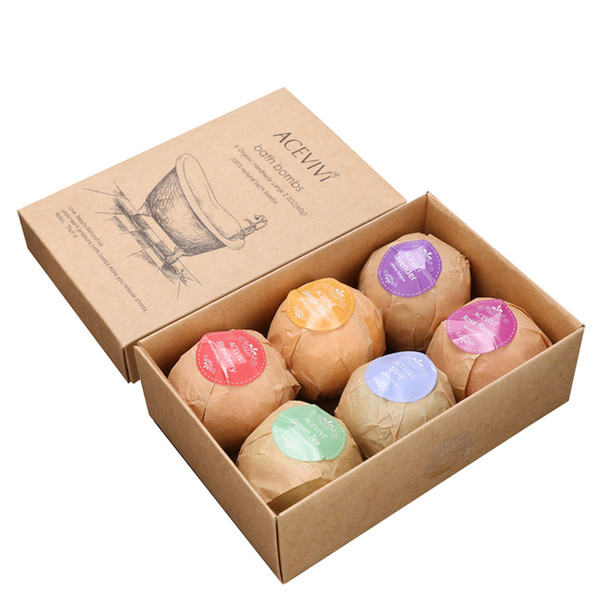 6pcs/set Organic Bath Bombs Bubble Bath Salts Ball Essential Oil Handmade SPA Stress Relief Exfoliating Mint Lavender Rose Flavor 3006032