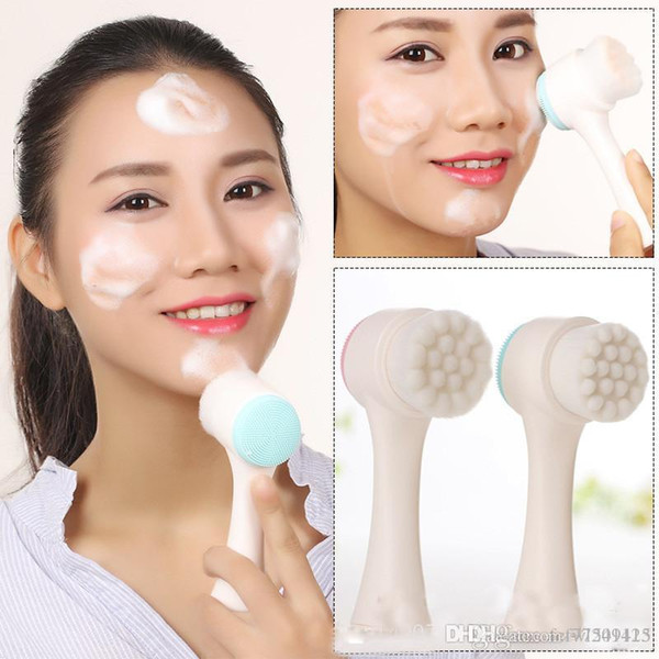 TM-HF001 Double Sides Multifunctional Silicone Facial Cleansing Brush Portable Size 3D Face Cleaning Massage Tool Facial Brush