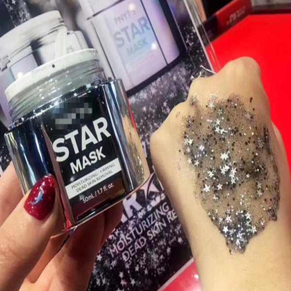 2018 Hot New PNY7'S Star Mask 50ml Peel-Off Facial Cleaning Black Shimmer Glitter Mask Moisturizing Mask Korea Brand Skin Care