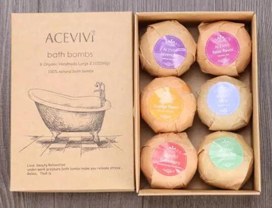 E NEW ARRIVAL Organic Bath Salt Bombs Skin Care Oil Sea Salt Bath Bombs Gift Set 6 Flavor Organic Handmade