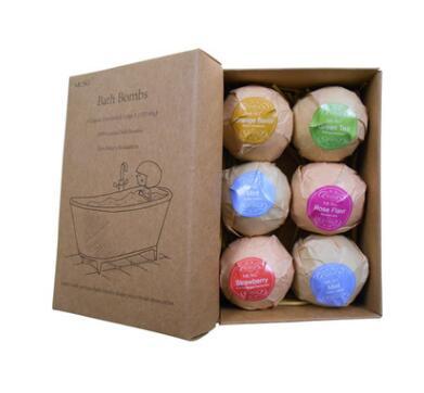 6pcs=1 Box Organic Bath Bombs Bubble Bath Salts Ball Essential Oil Handmade SPA Stress Relief Exfoliating Mint Lavender Rose Flavor