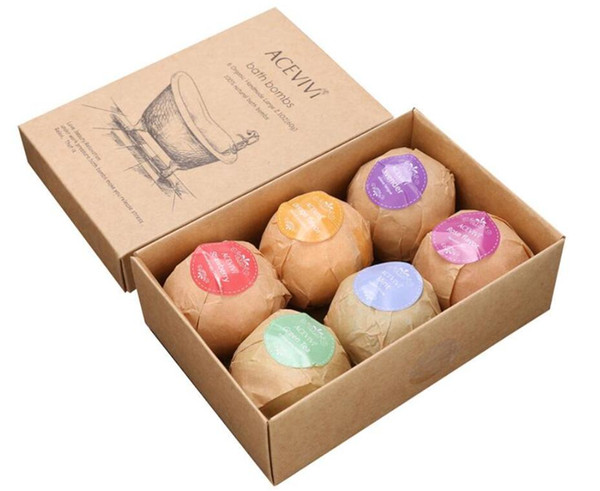 6pcs Organic Bath Bombs Bubble Bath Salts Ball Essential Oil Handmade SPA Stress Relief Exfoliating Mint Lavender Rose Flavor free ship