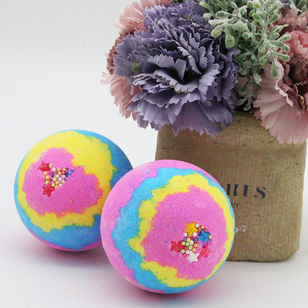 1pc 6cm 120g Deep Sea Bath Salt Body Rainbow color rose Essential Oil Bath Ball Natural Bubble Bath Bombs Ball Wholesale & Drop ship