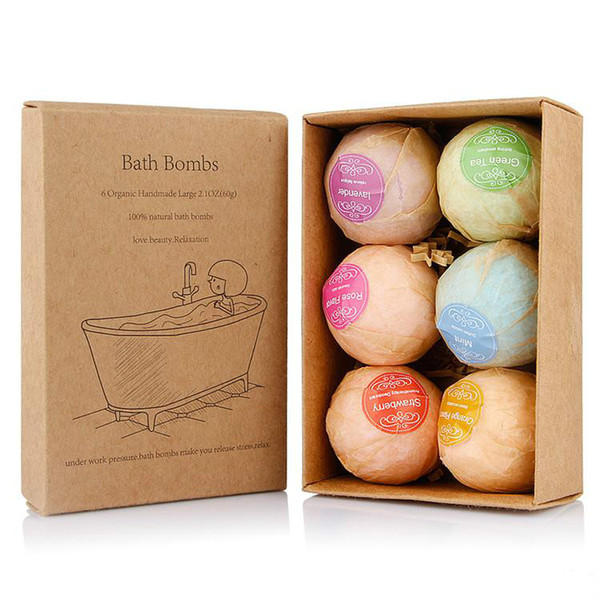 LISITA 6pcs/set Organic Bath Bombs Bubble Bath Salts Ball Essential Oil Handmade SPA Stress Relief Exfoliating Mint Lavender Rose Flavor