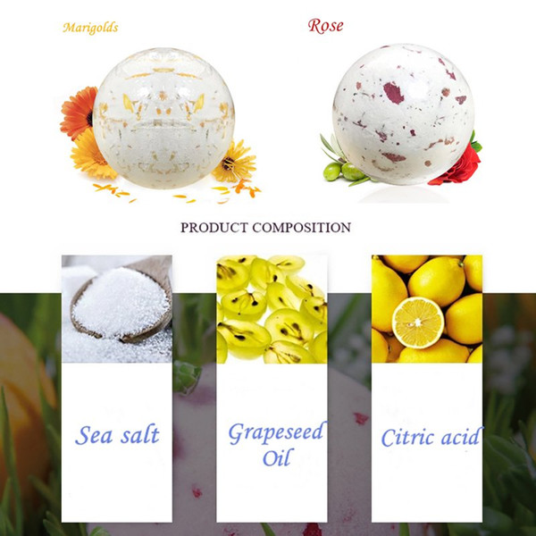 Body Care Bath Bombs Bubble Bath Salts Ball Essential Oil Handmade SPA Stress Relief Exfoliating Marigolds Rose Flavor Makeup