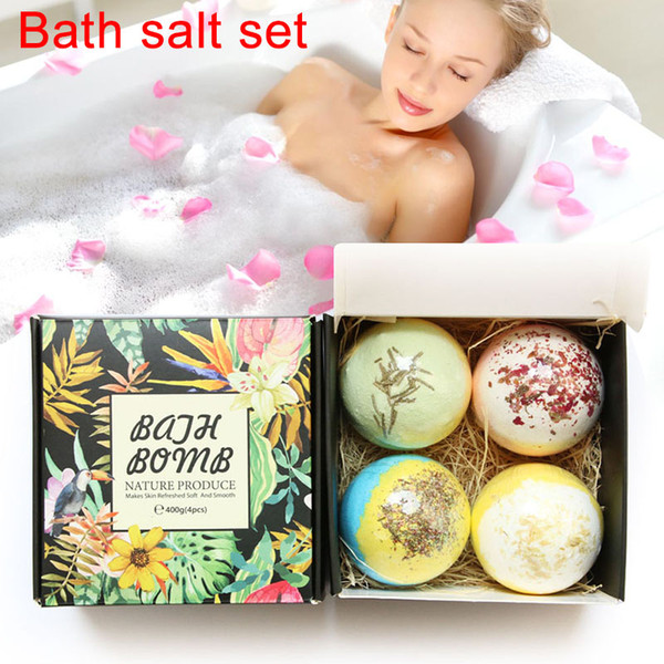 4pcs Bath Salt Bomb Ball Essential Oil Natural Bubble Whitening Moisturize Relaxation Gift Body Skin Care Beauty Bath Salt Set