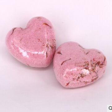 No packing 60G/pcs Rose heart a bubble bath salt bath bomb with dried flowers Essential oil bath salts Clean the skin