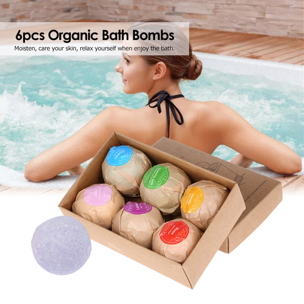 6 pcs/set Organic Bath Bombs Shower Bath Salts Ball Handmade SPA Stress Relief Essential Oil Exfoliating Vanilla Lavender Rose Flavor