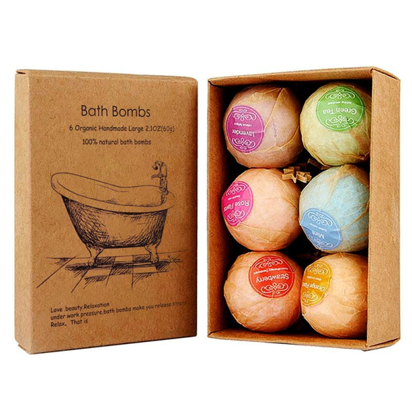 6pcs Organic Bath Salts Bath Bombs Bubble Ball Essential Oil Handmade SPA Stress Relief Exfoliating Skin Care C18112001