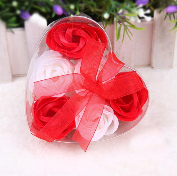 100% Natural Heart-Shaped Rose Soap Flower Romantic Hand-made Bath Soap Gift Mix Colors Free Shipping LX3907